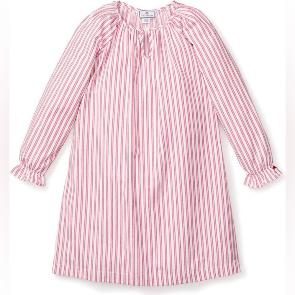 Petite Plume Delphine Stripe Cotton Red White Monogrammed Nightgown Girl Size 5